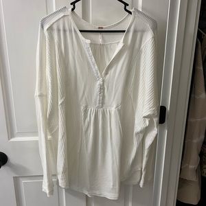 Free people white Leo henley waffleknit for layering